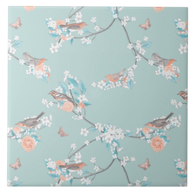 Birds & Flowers Tile (Front)