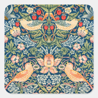 Birds & Flowers Wm Morris Square Sticker