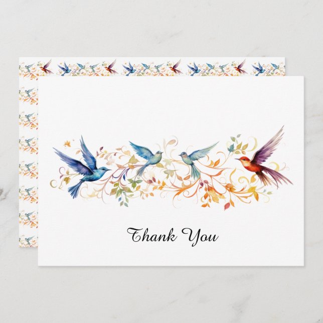 Birds flying  graphics pattern thank you card (Front/Back)