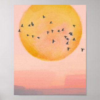 Birds Flying Home Poster