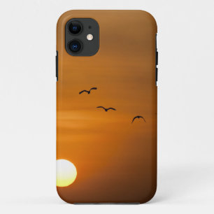 Birds flying in sunset iPhone 11 case
