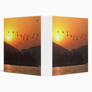 Birds Flying in Sunset Sky Over East Lake Photo Binder