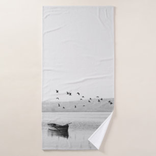 BIRDS FLYING OVER BOAT BATH TOWEL