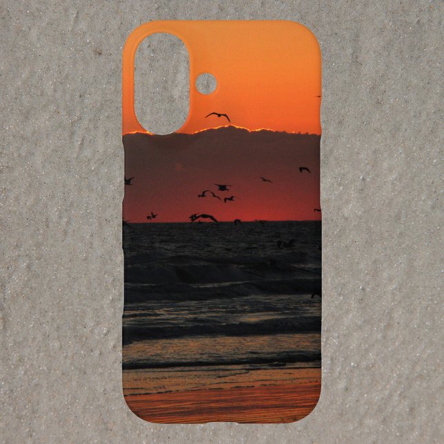 Birds Flying Over Ocean Sunrise Photo Case-Mate iPhone Case (A phone case with a photo of birds flying over the ocean during sunrise)