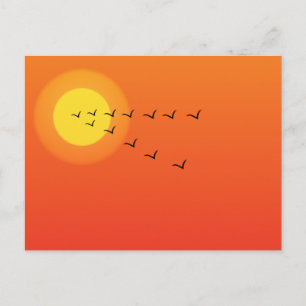 Birds flying to the sun postcard