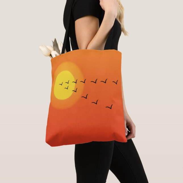 Birds flying to the sun tote bag (Close Up)