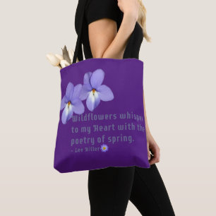 Bird's Foot Violets Wildflowers Quote Tote Bag