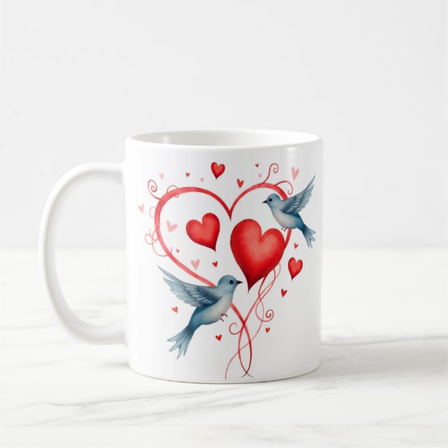 Birds for Valentine's Day Coffee Mug (Left)