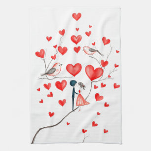 Birds for Valentine's Day Kitchen Towel