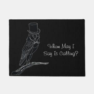Birds Funny Owl in a Top Hat  Doormat