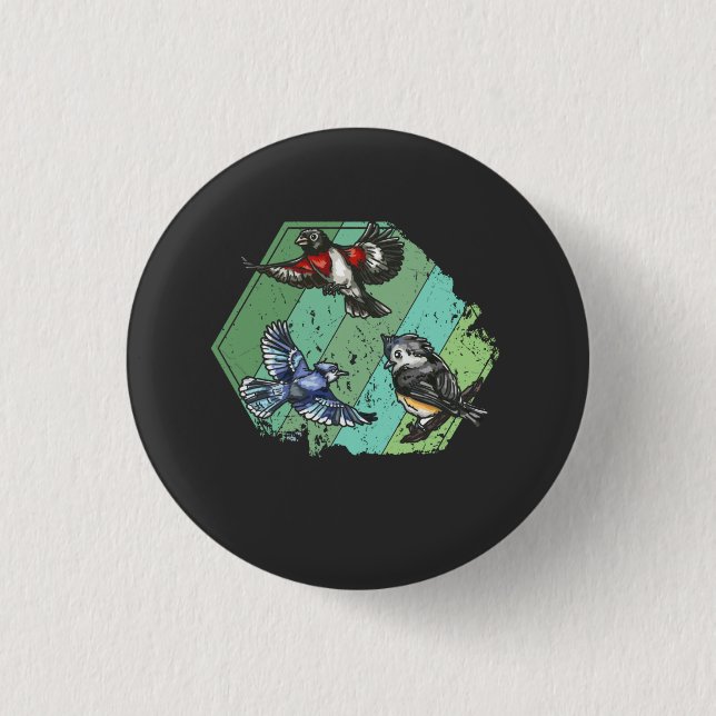 Birds Garden Birds Retro 1 Inch Round Button (Front)