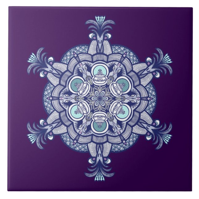 Birds & Globes design Tile (Front)