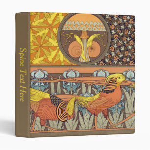 Birds,Golden Pheasants & Irise Art Nouveau Binder