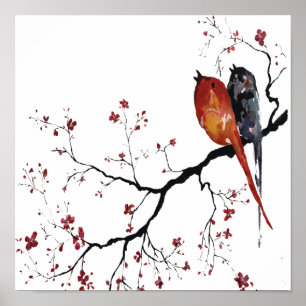 Birds happy singing poster