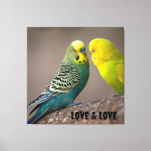 Birds image Custom Love and Love Text Stretched  Canvas Print