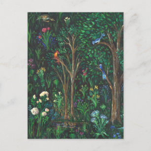 "Birds in a Medieval Forest." (Pond Detail) Postcard