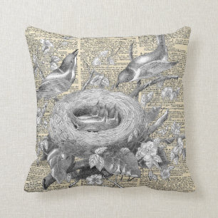 birds in a nest dictionary french inspired print throw pillow