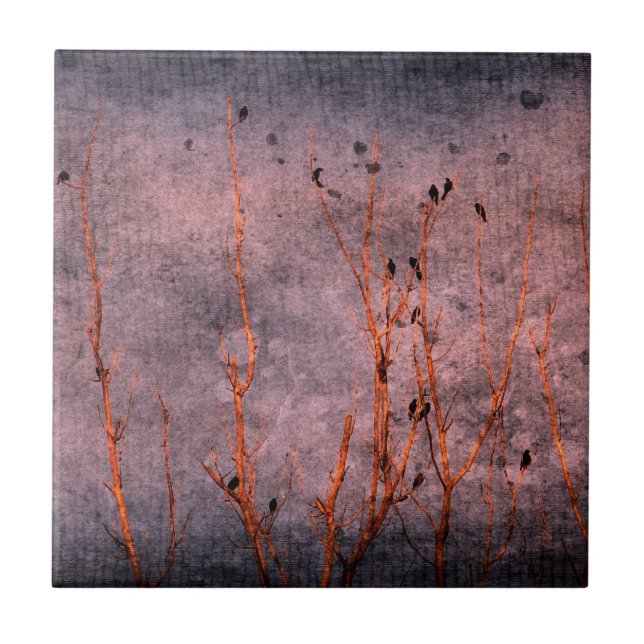 Birds in a Tree Grunge Tile (Front)