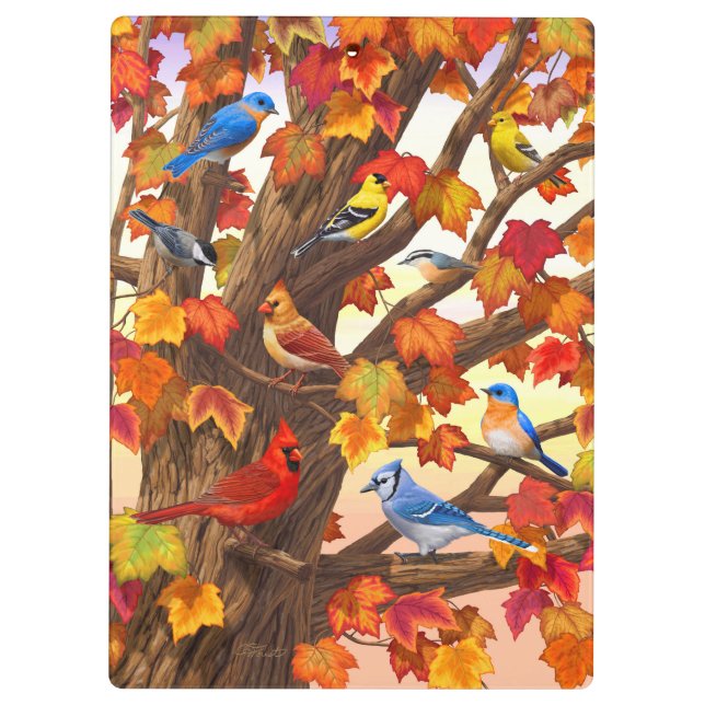 Birds in Autumn Maple Tree Clipboard (Back)