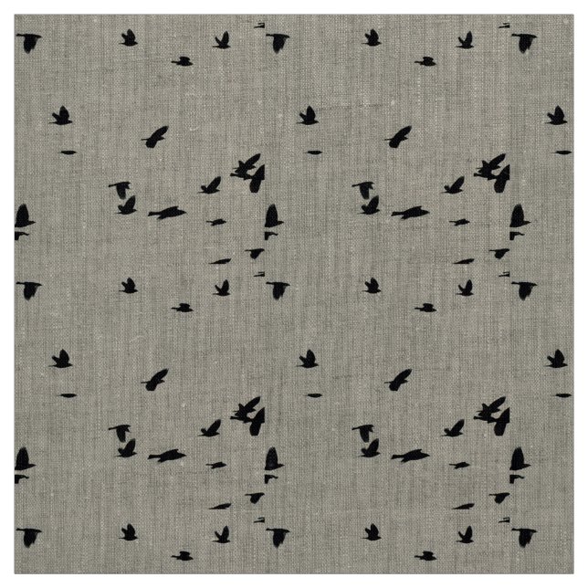 Birds in Flight Linen Fabric (Swatch)