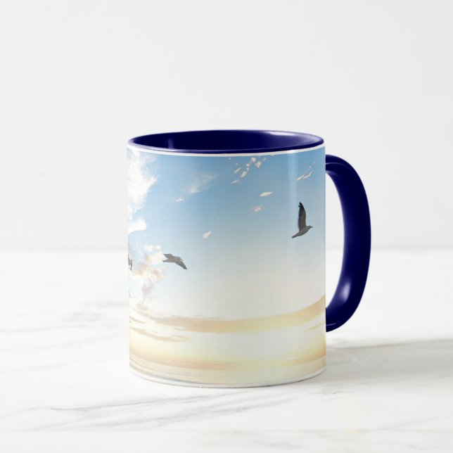 Birds in flight over the ocean mug (Front Right)