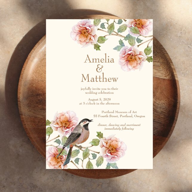 Birds in Flowers Wedding Invitation (Creator Uploaded)