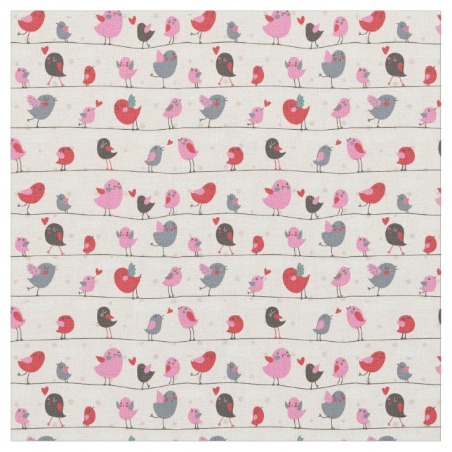 Birds in Love Fabric (Close Up)