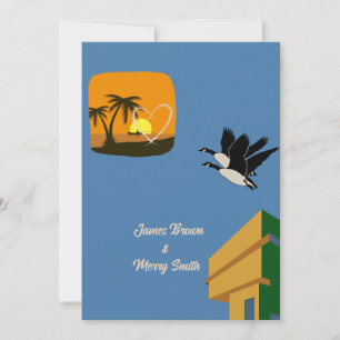 Birds in Love Following Heart Wedding Invitation