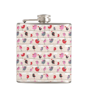 Birds in Love Hip Flask