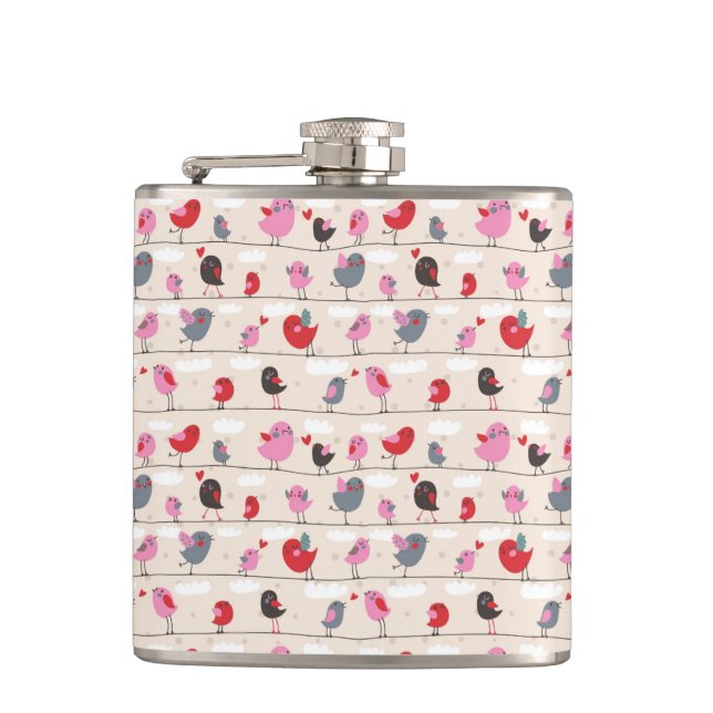 Birds in Love Hip Flask (Front)