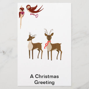 Birds in Love Key to my Heart reindeer Stationery