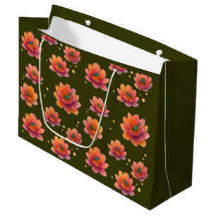 Birds in Magnolias with Dark Olive background, Large Gift Bag