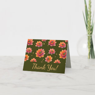 Birds in Magnolias with Dark Olive background Thank You Card