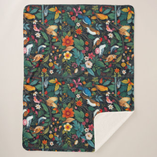 Birds in Nature Sherpa Blanket