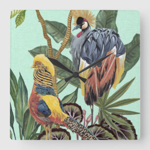 Birds in Paradise - Large Birds Square Wall Clock