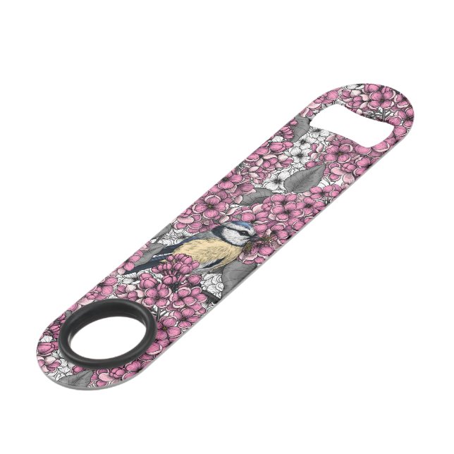 Birds in pink lilac garden bar key (Front Angled)