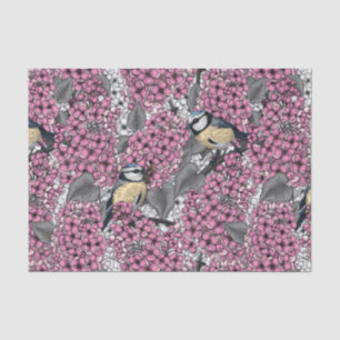 Birds in pink lilac garden tissue paper