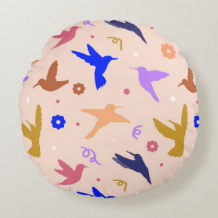 Birds in the Air Round Pillow