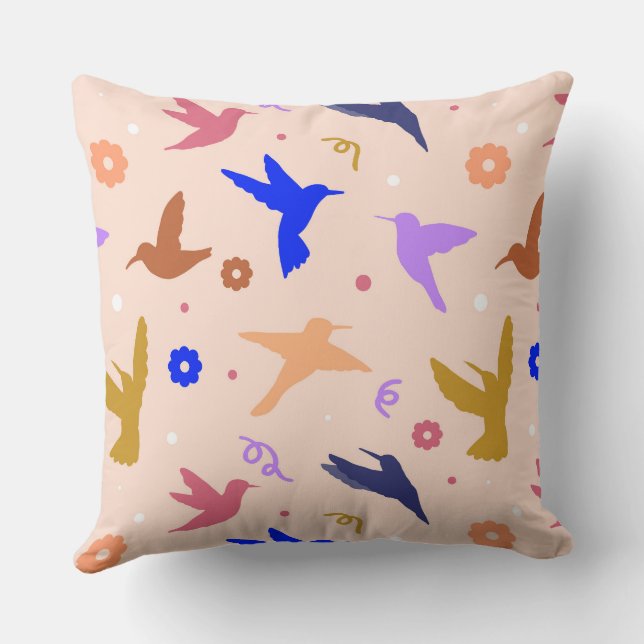 Birds in the Air Throw Pillow (Back)