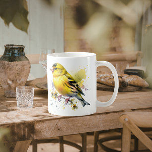 Birds in the Backyard/Yellow Finch Cute Coffee Mug