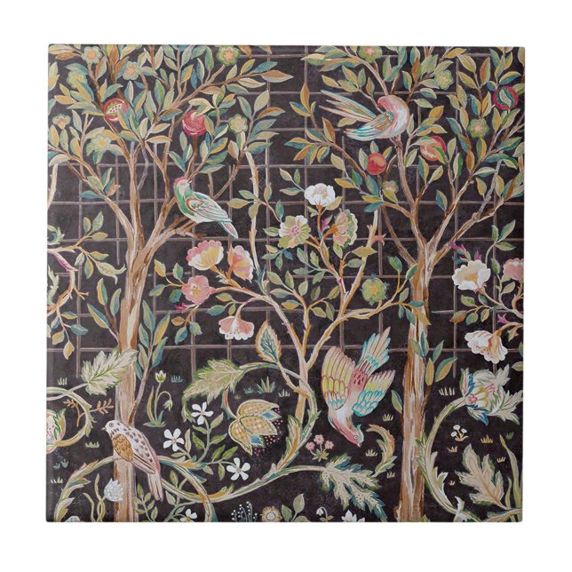 Birds in The Flower Garden, William Morris Tile (Front)