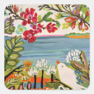 Birds in the Garden Square Sticker
