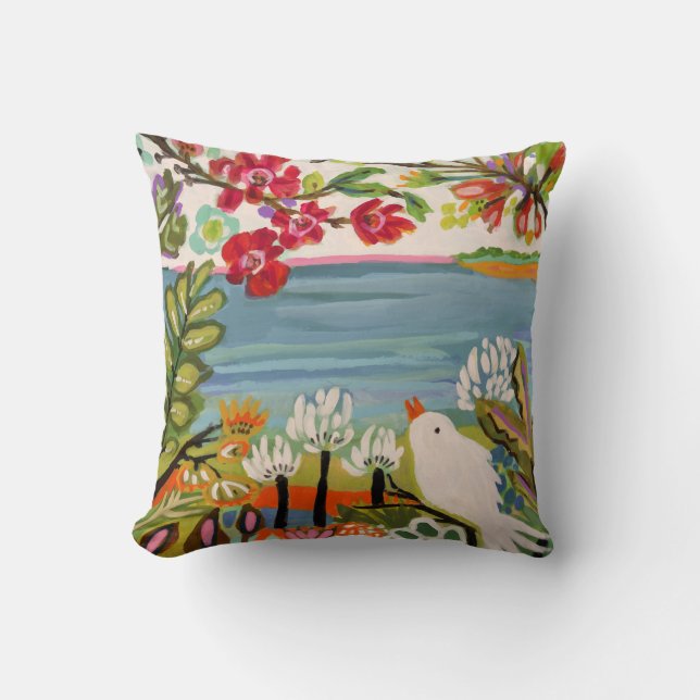 Birds in the Garden Throw Pillow (Front)