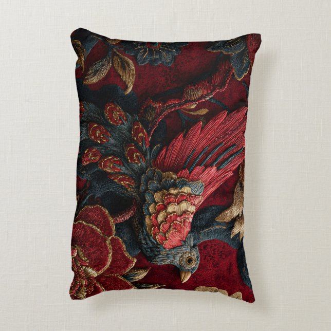 Birds in Threads of Color Accent Pillow (Back(Vertical))