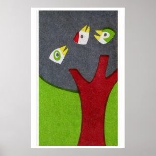 Birds in Tree - Matchbox Print - Aesthetic Wall