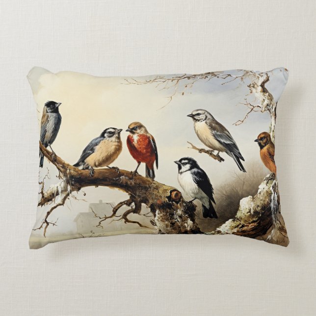 Birds in Winter Accent Pillow (Front)