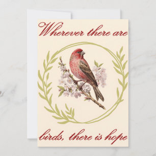 Birds Inspirational Quote, Bird Floral Wreath Holiday Card