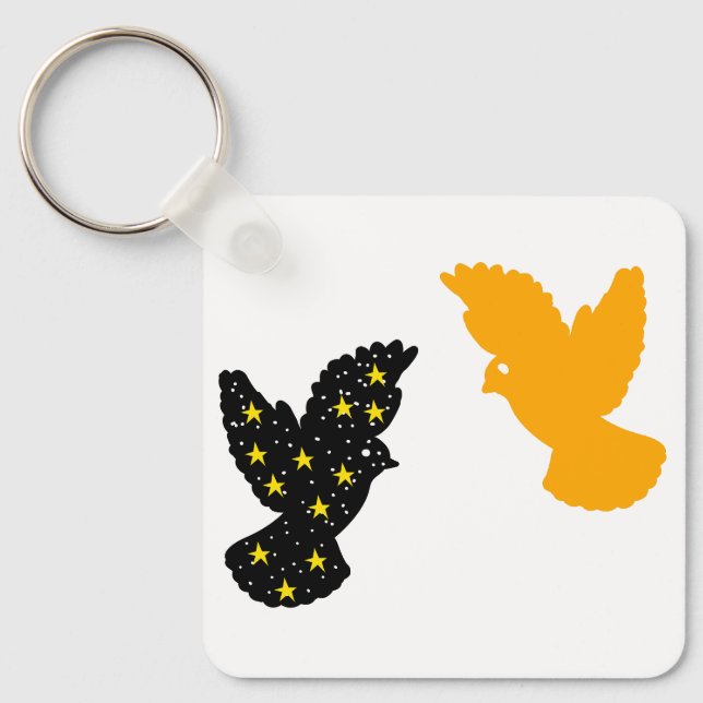 Birds Keychain – Minimal Flying Silhouette Design (Front)