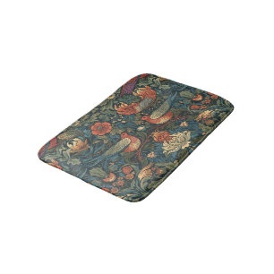 Birds Leaves Floral Vintage William Morris Pattern Bath Mat