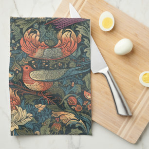 Birds Leaves Floral Vintage William Morris Pattern Kitchen Towel